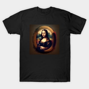 Illustration of serious Mona Lisa looking at the camera T-Shirt